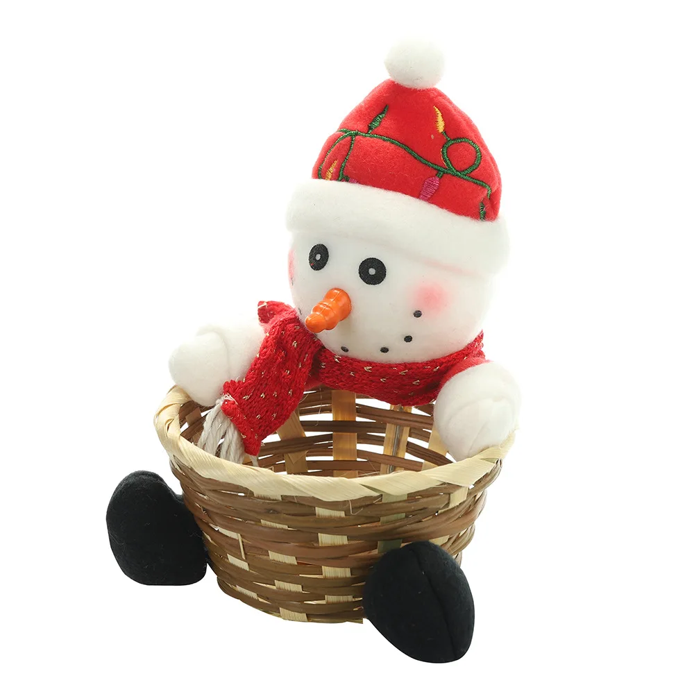 Рождественские украшения снеговик с принтом рождественского оленя и надписью, корзины для фруктов хранения корзинка для конфет для рабочего стола, Спальня Кухня корзина для фруктов Декор Санта-Клауса - Цвет: Small snowman