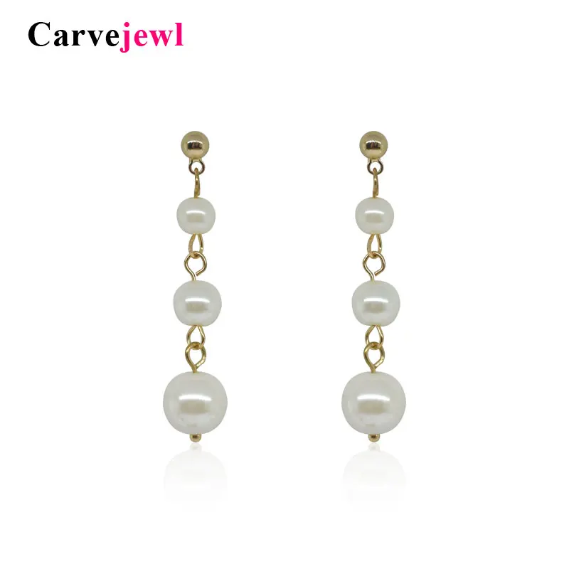 

Carvejewl pearl earrings drop dangle earrings for women party jewelry lover's bijoux plastic hook anti allergy korean earrings
