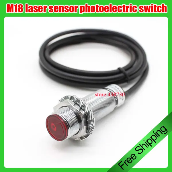 

M18 laser sensor photoelectric switch diffuse reflection infrared visible distance 80cm 24V NPN normally open
