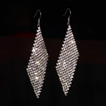 

Square Crystal Earring New Arrival Europe And America Vintage Simple Brief Rhomboid String Drop Earrings Allergy Free Fastness