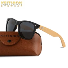 KEITHION Brand Bamboo Leg Polarized Sunglasses Men Classic Square Frame Fashion Retro Female Sun Glasses UV400
