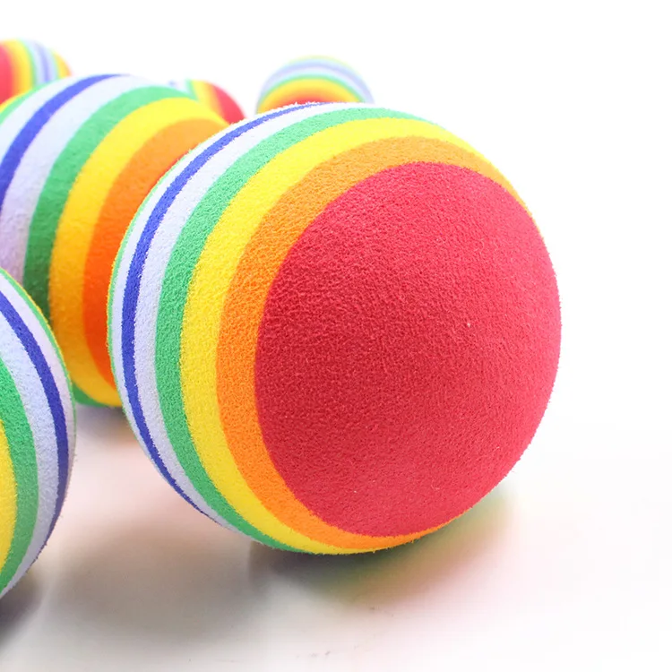 

Cheap 3.5cm / 6.3cm Diameter Rainbow Color Ball Cat Toy Ball Cat Toys Play Chewing Molars Natural Foam Ball Training Pet Supply