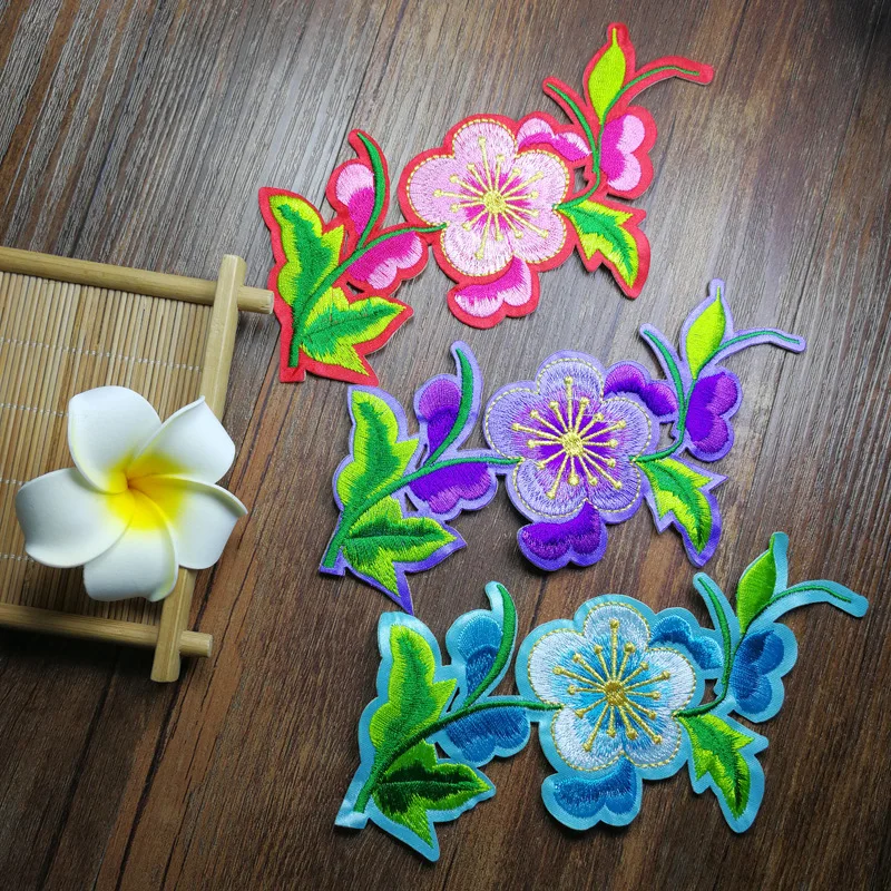 Color gold embroidered cloth stickers diy adhesive glue a plum patch