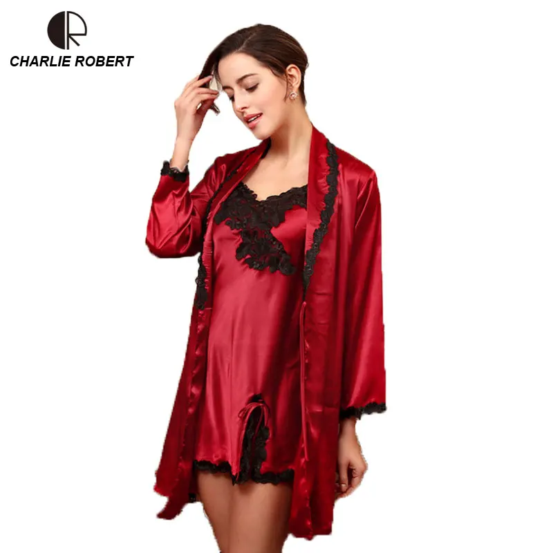 Buy Cr 2019 New Sexy Silk Pajamas Women S Robes Set