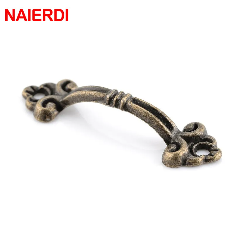 NAIERDI 10pcs Handles Knobs Pendants Flowers For Drawer Wooden Jewelry Box Furniture Hardware Bronze Tone Handle Cabinet Pulls