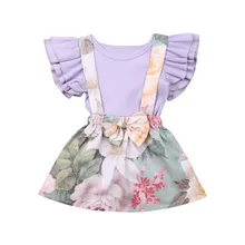 Футболка с оборкой для маленьких девочек от 6 месяцев до 3 лет, платье с юбкой комплект одежды из 2 предметов