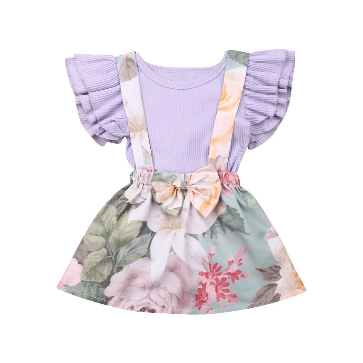 

6M-3Years Toddler Kids Baby Girl Ruffle T-shirt Top Skirt Dress 2Pcs Outfit Clothes Set