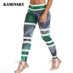 Kaminsky для женщин Высокая талия тренировки Леггинсы для Mujer Push Up фитнес костюмы женские дышащие мотобрюки цифровые печатные Леггинс