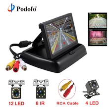 Podofo 2 in1 Parking Assist 4.3 inch Folding Car Monitor Video Player with Night Vision Waterproof Rear View Backup Camera