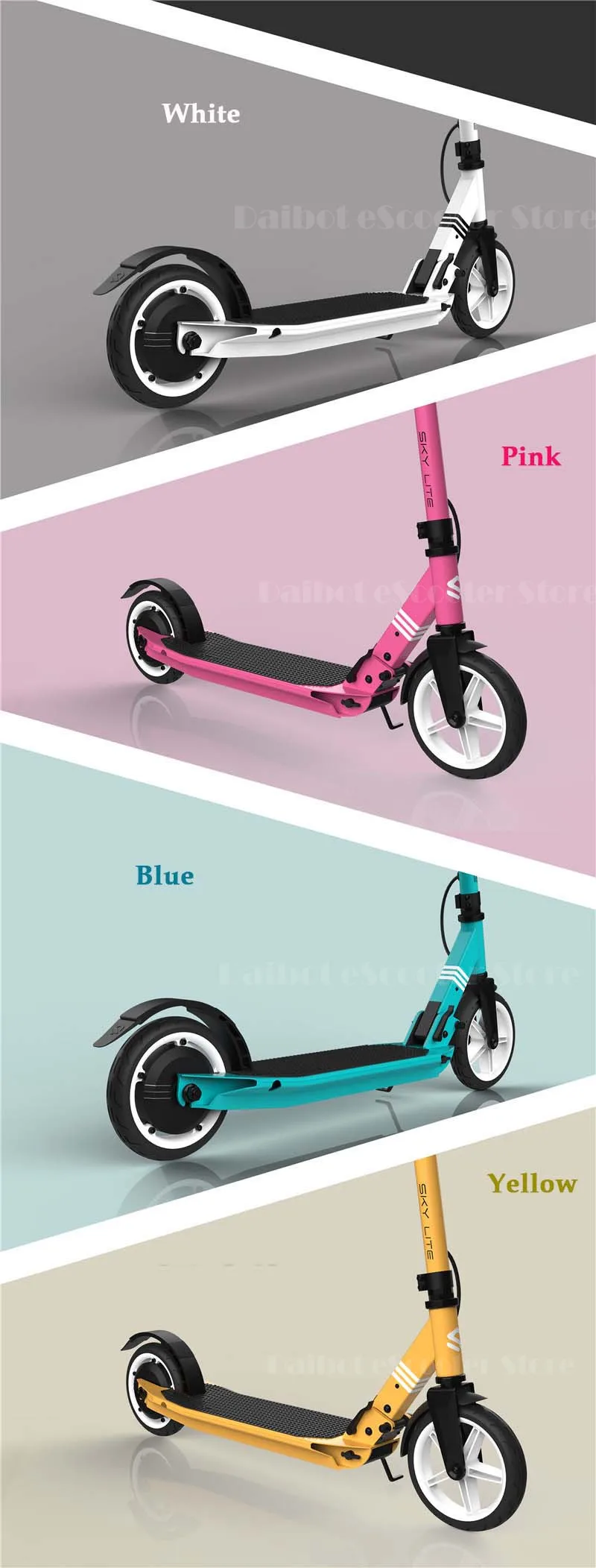 Excellent Folding Electric Scooter 2 Wheels Electric Scooters 8 Inch 250W 48V Kick Scooter For Adult White/Blue/Yellow/Pink 24