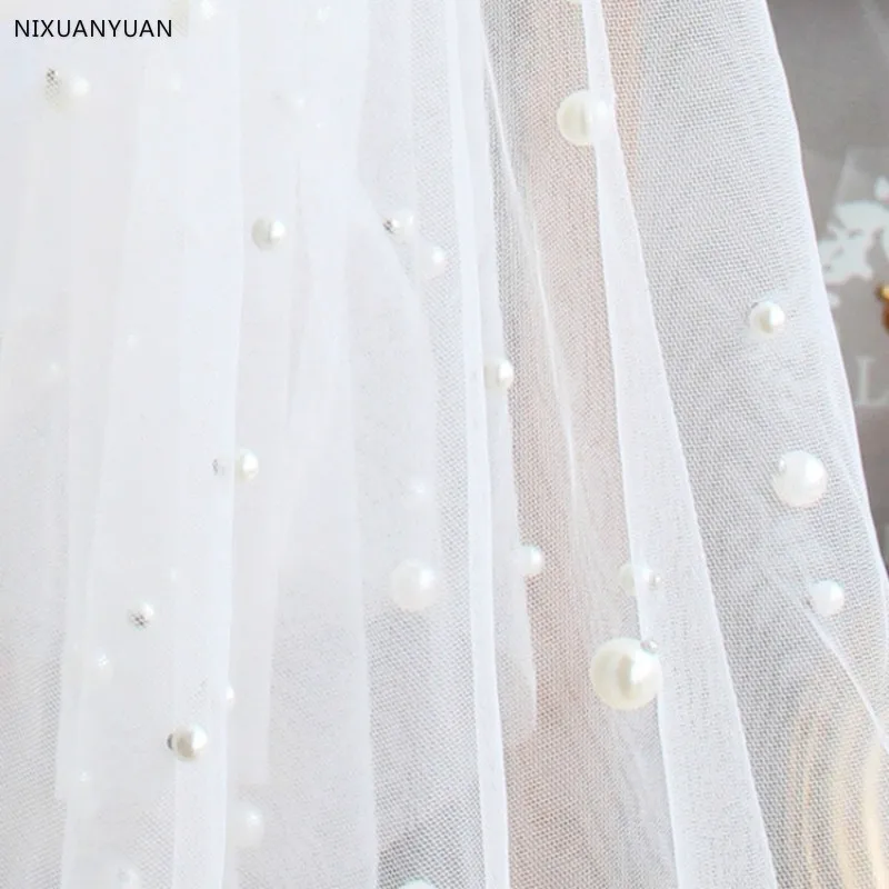 Модные свадебные вуали жемчужный фатин свадебная фата из бисера дешевые аксессуары для невесты женские вуали Бисероплетение с расческой