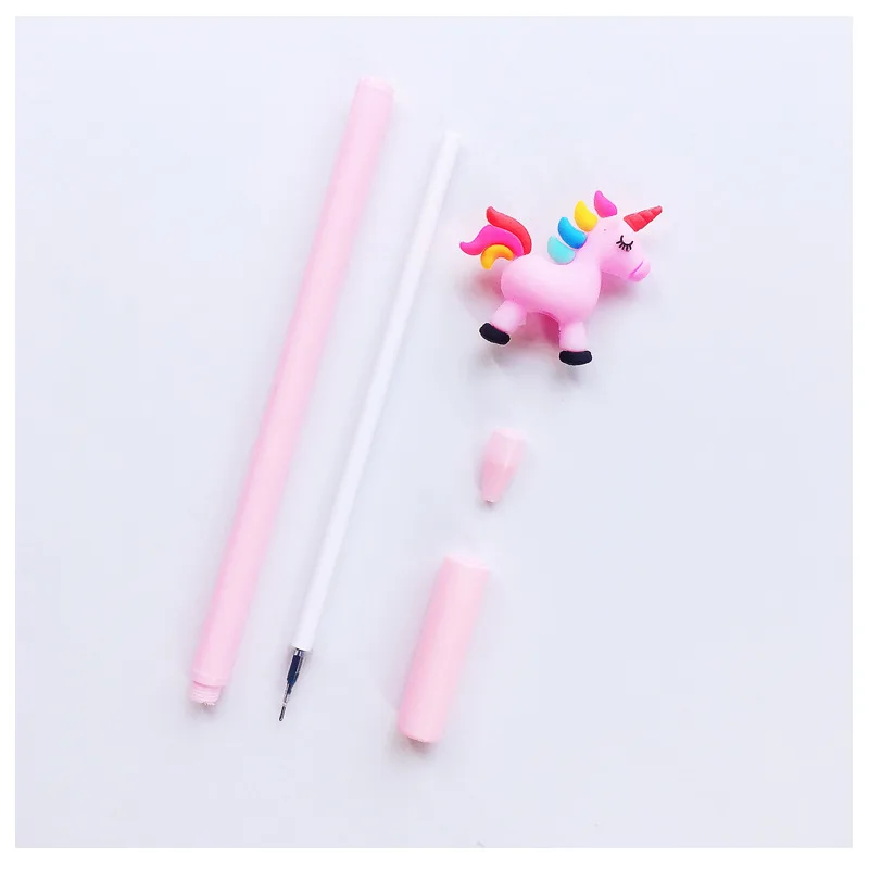 2 pcs/lot Creative Cartoon Rainbow Horse Unicorn Gel Pen Ink Pen Promotional Gift Stationery School& Office Supply