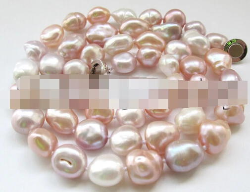 

HOT 003524 10-14mm baroque keshi reborn freshwater pearl necklace