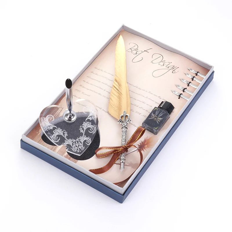 Классический Винтаж перо Pen многоцветный металлическая авторучка набор офиса творческий подарок для отправки 5 перья Gift Box set