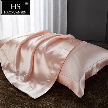 

HS 1 Pair Smooth Real Silk Pillow Cover 19 Mommie Pure Mulberry Silk Pillowcase Top Quality Pillow Case Silk Bedding Pillow Case