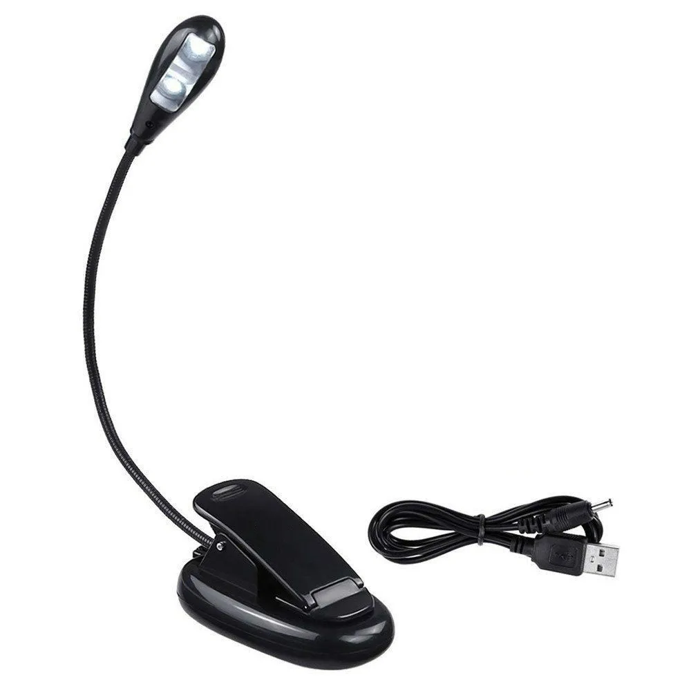 USB Rechargeable LED Light Dimmable Clip On Desk Table Reading Book