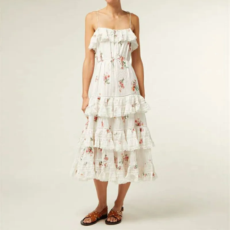 Для подиума летние Self Portrait Брендовые вечерние платья Для женщин печати торт сетчатая юбка оттенка кружевное платье на бретельках платье vestidos - Цвет: as picture