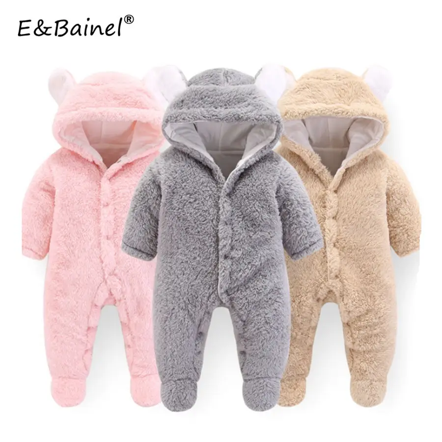 

2019 Baby Girls Rompers Winter Autumn Newborn Footies Bodysuit Cotton Fleece Bear Long Sleeve Jumpsuit Infant Baby Boy Clothes