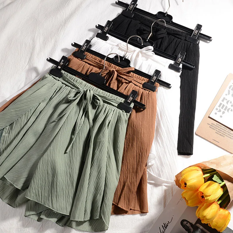 Women Summer Shorts 2019 Soft Chiffon Shorts Women Ruffles