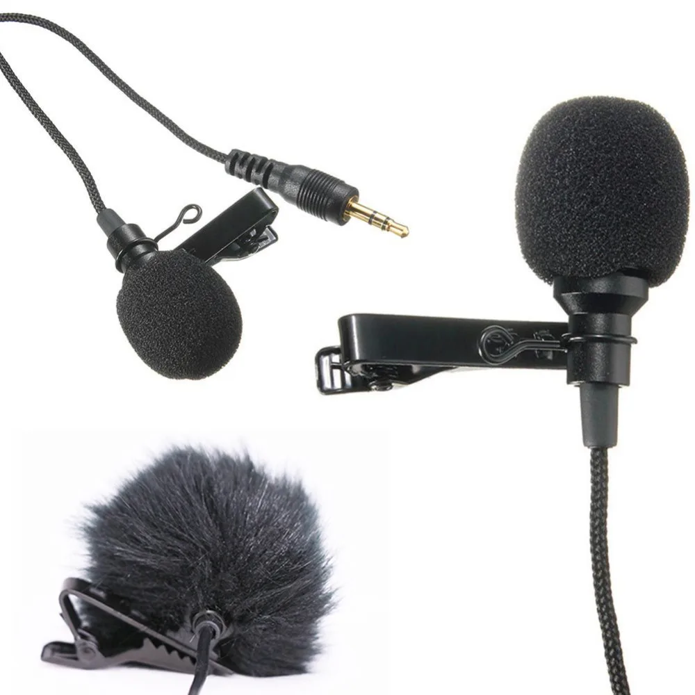 

Mini 3.5mm Jack Microphone Lavalier Tie Clip Microphones Microfono Mic For Speaking Speech 2.8m Cable + Windproof sweater cover