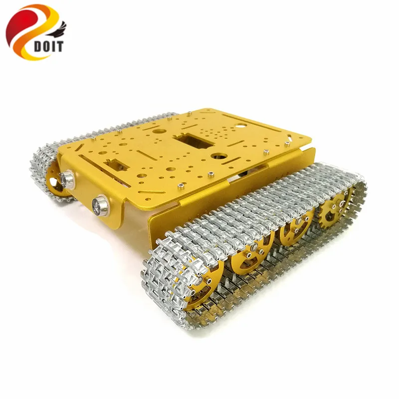

DOIT All Metal Tracked Tank Chassis RC Tank Model Aluminum Alloy Chassis with Dual DC 9V Motor for DIY Arduino T200