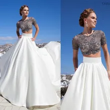 Hot Formales 2016 Neue Frühling Kurzarm Langes Kleid Zweiteilige Abendkleid robe de soiree