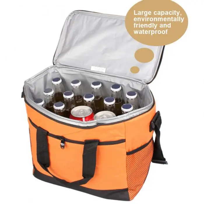 16L большая сумка для обеда с двойной молнией, сумка для путешествий, пикника, Портативная сумка-холодильник, сумки на плечо,-WT