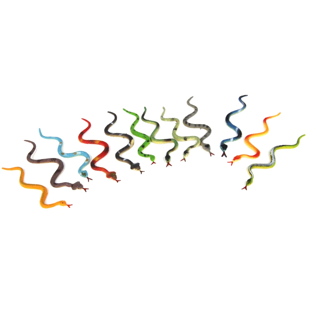 12pcs Plastic Fake Reptiles Animal Snake Model Toy Prank Gag Gifts