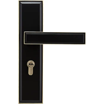 

1Set Black/Bronze American Silent Brass Door Lock for Simple Interior Doors Square Door Handle Unequal Double Door Lock JF1938