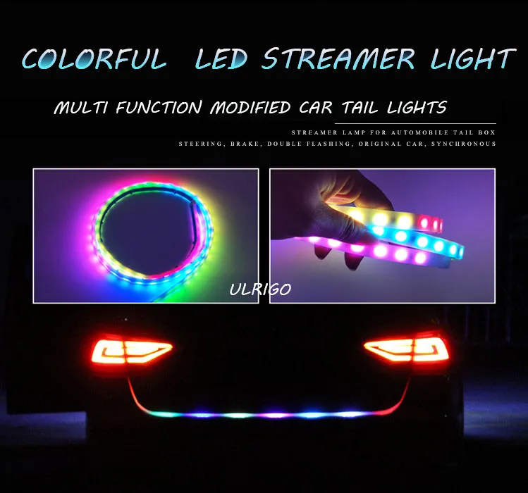 120 cm RGB LED bande de lumière pour voiture jaune tournant signal lumineux barre bande 5050 LED avec 5 fonctions de freinag
