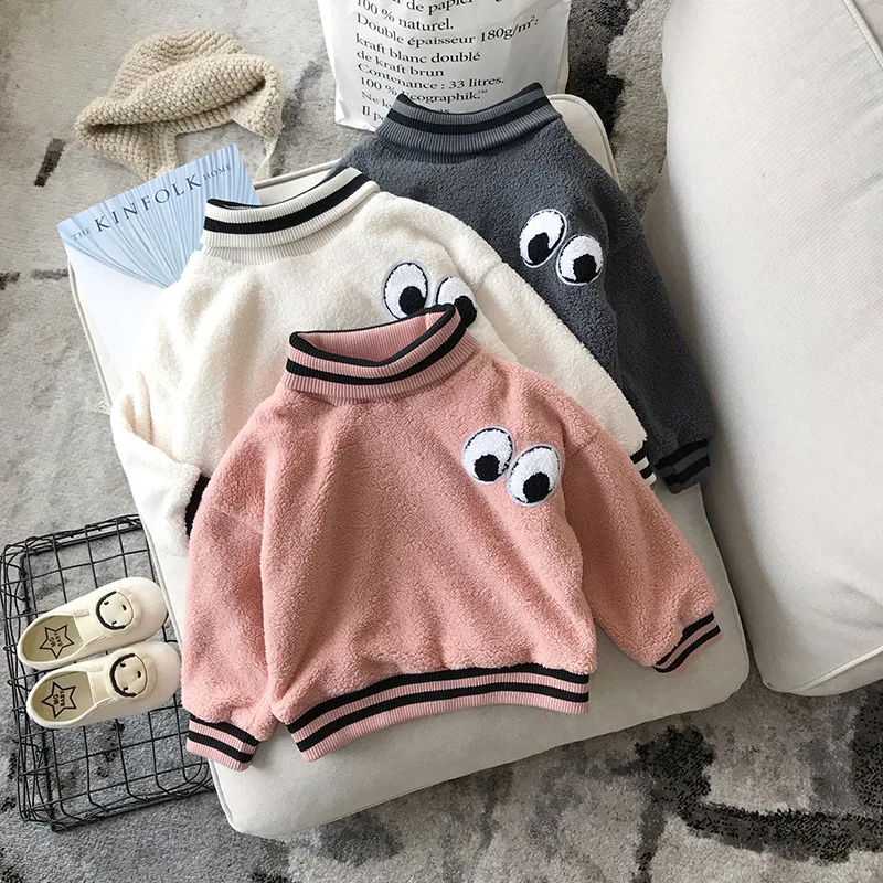 

Autumn And Winter Girls Sweatshirts Hoodies Children Clothing Baby Girl Thick Thicken Cotton Tops Kids Cute Cartoon Eye Hoodies