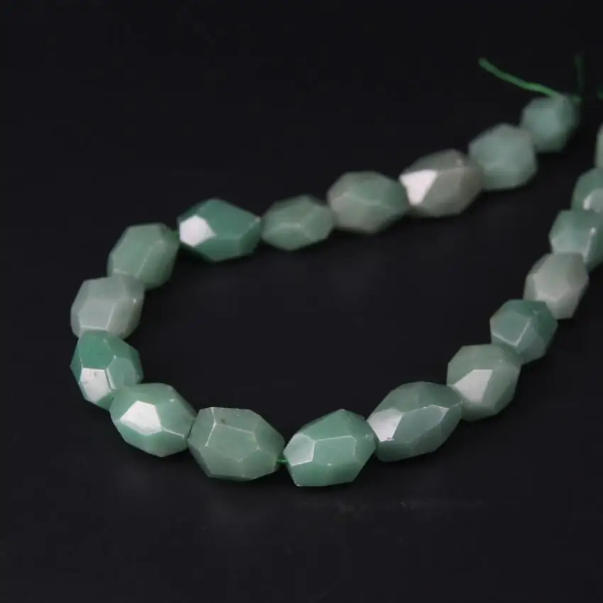 

15.5"/strand Natural Aventurine Faceted Nugget Pendant Loose Beads,Freeform Cut Green Stone Gems Jades Bracelat Jewelry Making