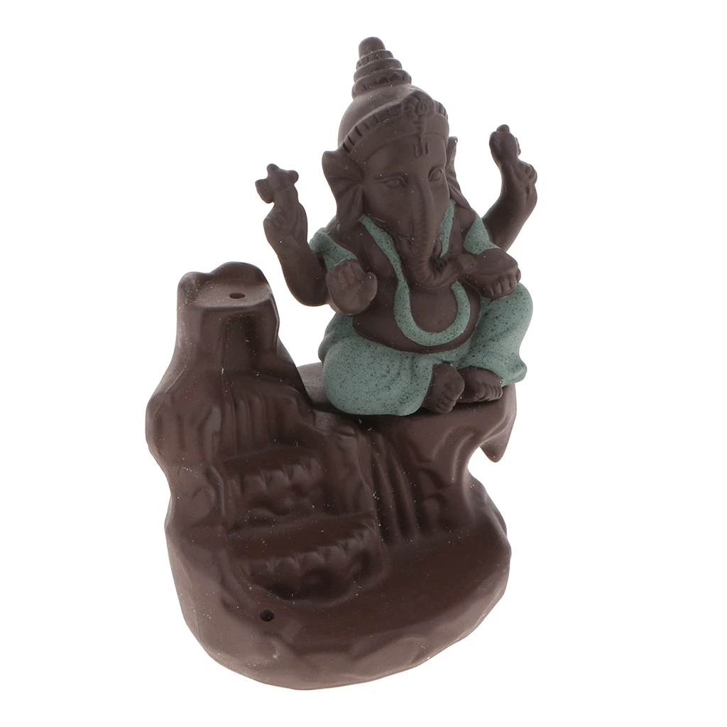 Ceramic Elephant God Incense Burner Backflow Sticks Cones Incense Censer