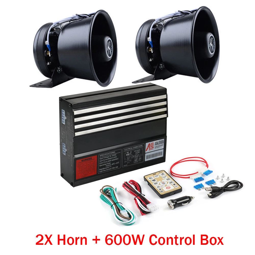 

LARATH 1 SET 600W Warning Alarm control box 18 Sound Police Fire Siren Horn Wireless Remote with PA Speaker MIC System 2017 New