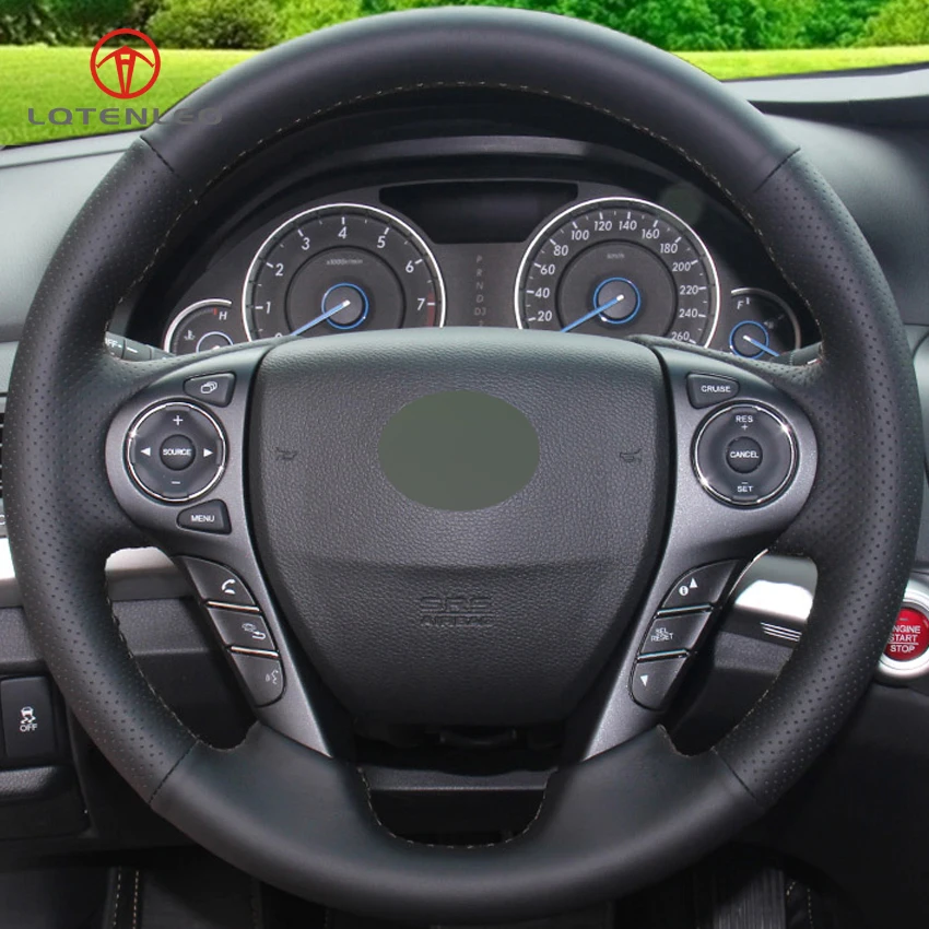 LQTENLEO черный искусственная кожа рук-прошитой рулевого колеса автомобиля Обложка для Honda Accord 9 Odyssey Crosstour 2013