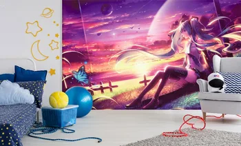 

[Self-Adhesive] 3D Hatsune Miku Sunset Landscape 33 Japan Anime Wall Paper mural Wall Print Decal Wall Murals