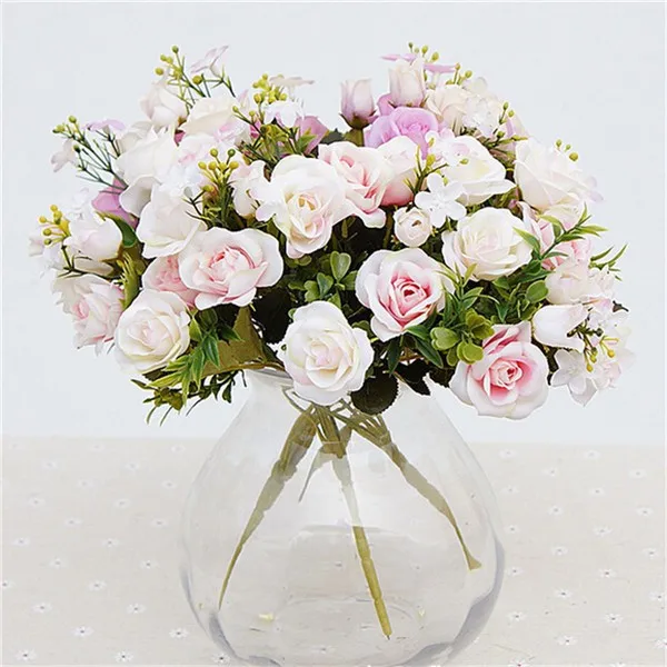 Имитация искусственного цветка розы DIY домашнее свадебное украшение подарок ко Дню Святого Валентина 15 голов 1 упаковка высокого качества