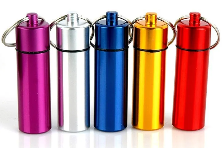 

500PCS Pill case Keychain Medicine Storage metal Aluminum Pill Tablet Box Container Case Holder Organizer Mini Pill Storage Box