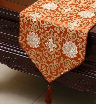 

Luxury Floral Chinese Silk Table Runner Wedding Rectangle Vintage Damask Table Cloth Decoration Dining Table Mat