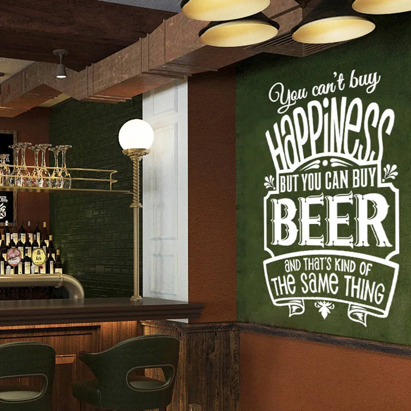 

BEER Wall Stickers Restaurant Pub Removable Vinyl Sticker You Can't Buy Happiness But You Can Buy beer decors Wall Decals G124