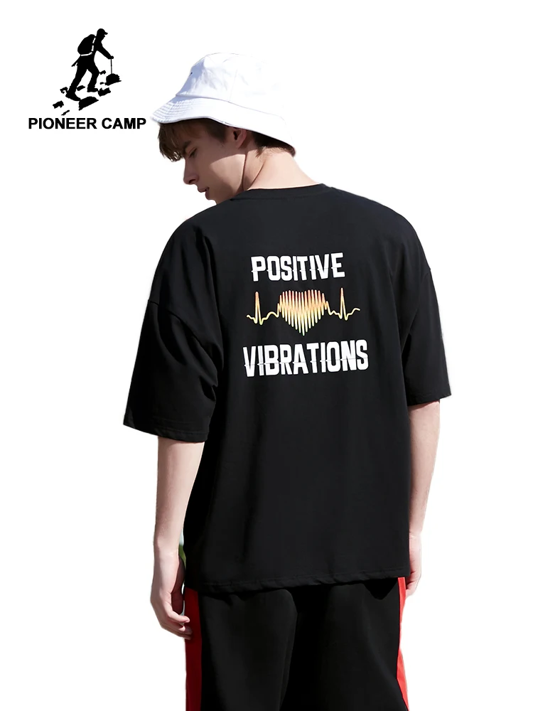 

Pioneer Camp Summer Printed Letter Men T Shirt Loose Hip Hop Tee Shirt Homme Fashion Streetwear Short Sleeve Tee Tops ADT906166