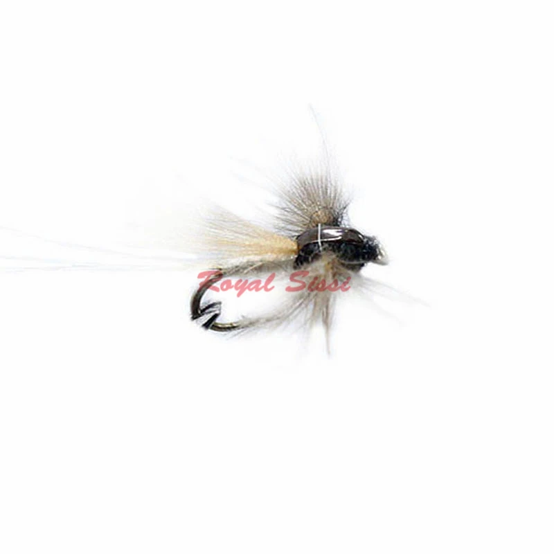 Королевский Sissi ручной привязанный 6 шт./кор. 14# mayfly потраченный CDC перо mayfly взрослые мухи Дрейк emerger засушенные мухи ловля нахлыстом насекомые, мухи