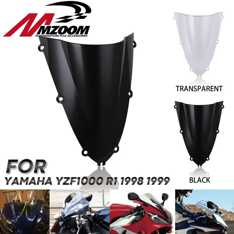 Лобовое стекло мотоцикла двойной пузырь для Yamaha YZF 1000 R1 1998 1999 98 99 CC RR YZFR1