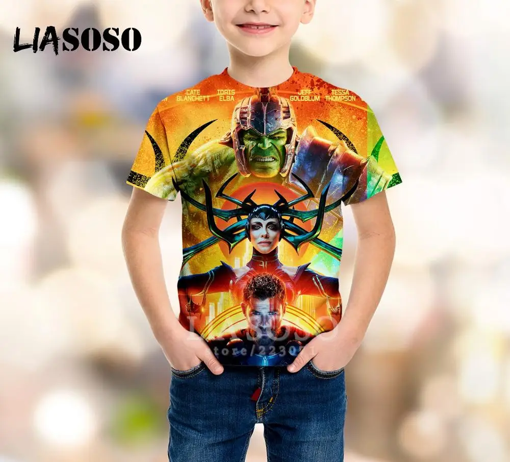 LIASOSO/Новая модная летняя детская толстовка футболка с 3D принтом из фильма Халк детский пуловер с короткими рукавами в стиле хип-хоп для мальчиков и девочек A216-04 - Цвет: 12