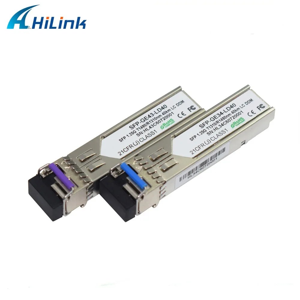 HL-GLC-BX-D/U-40D, 1,25 г bidi SFP 40 км, LC/SC, DDM, Tx1310/Rx1490 Tx1490/Rx1310