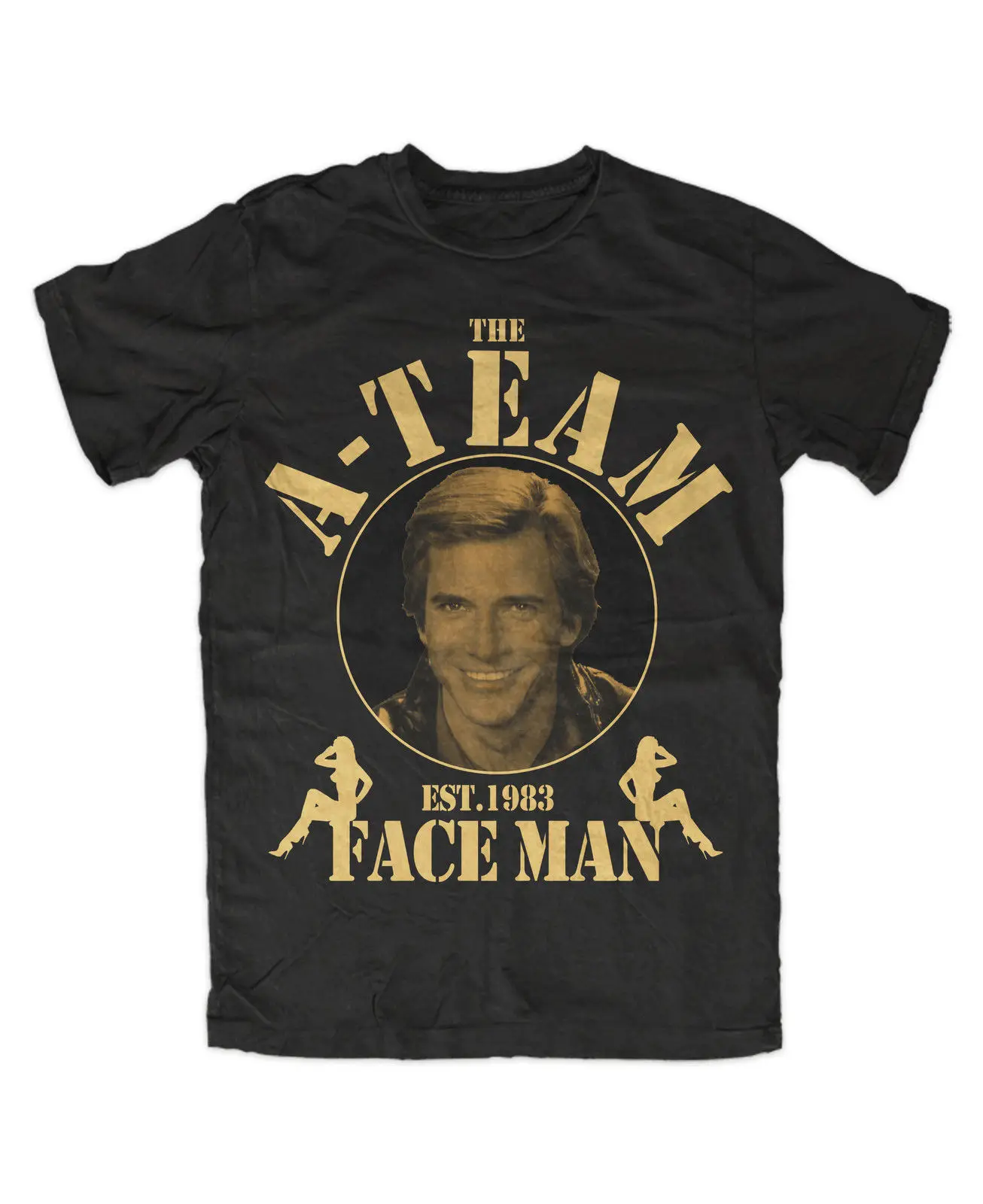 

T-Shirt Novelty Cartoon T Shirt The A-TEAM Face Man Premium T-Shirt FUN TV Serie Film Mr.T.Hannibal Murdock Face Movie Shirt