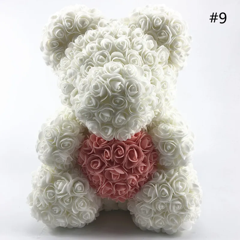 PE Rose подарок ко Дню Святого Валентина медведь ручной работы искусственный цветок любовь медведь для подруги юбилей подарок на год - Цвет: Бежевый