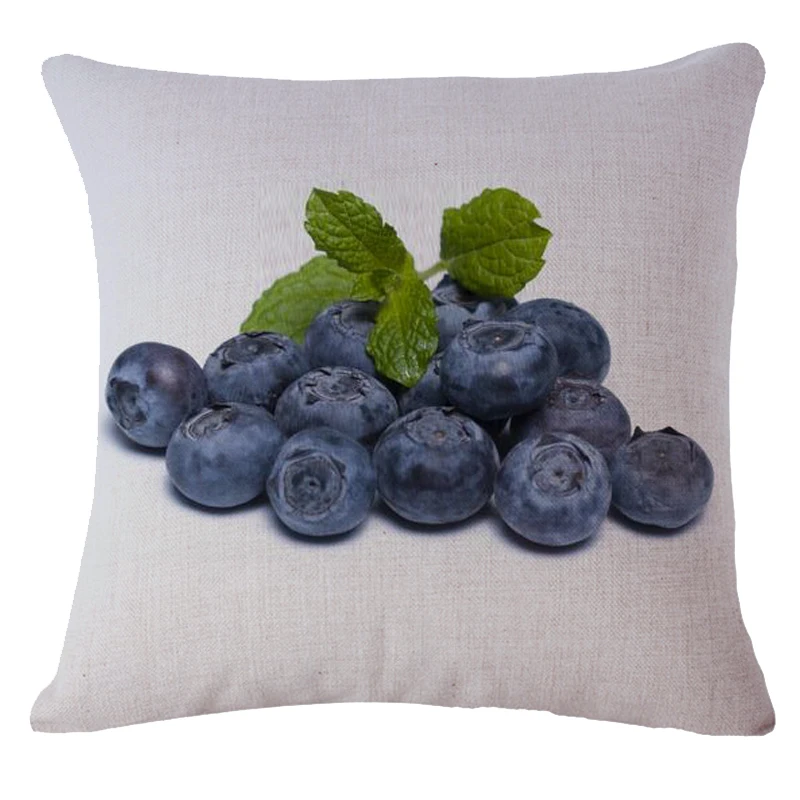 

Maiyubo Blueberry Cherry Pillowcase for Sofa Flax Fruit Cover Cushion Car Decorative Throw Pillow Cover with Hidden Zipper PC602