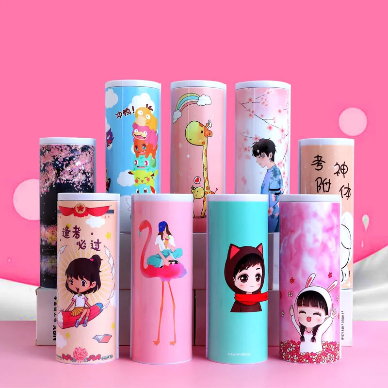 2019 جديد الإبداعية السبورة مقلمة مع حاسبة بالطاقة الشمسية المغناطيسي التبديل كاواي قلم كارتون مربع الكتابة المدرسة حالة القلم حقيبة