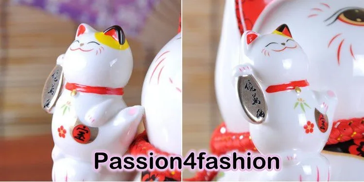 Maneki Neko Lucky Cat развевающийся лапой керамический улыбающееся лицо милый богатство удача орнамент Электрический негабаритный подарок